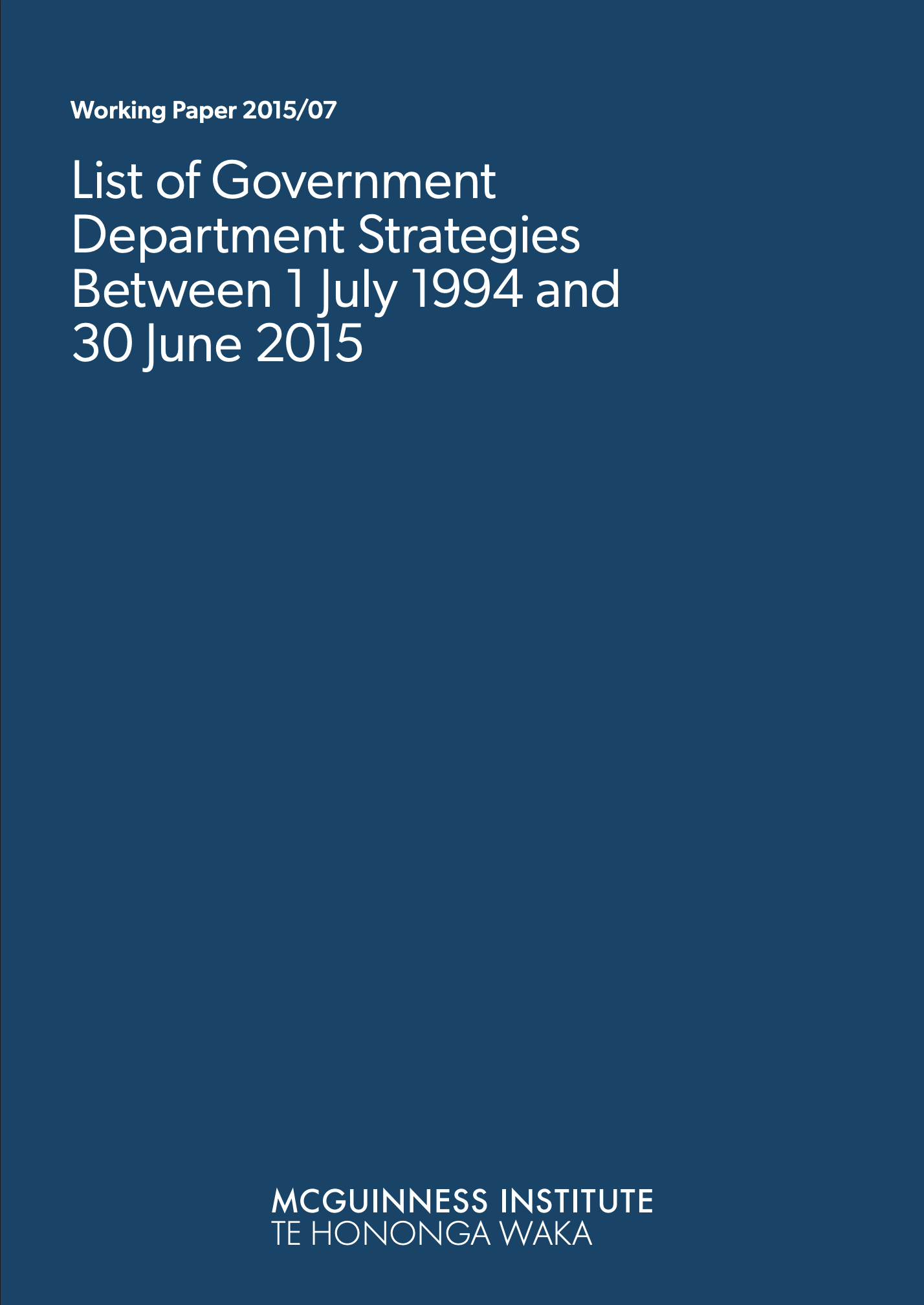 2015/07 – List of Government Department Strategies Between 1 July 1994 and 30 June 2015